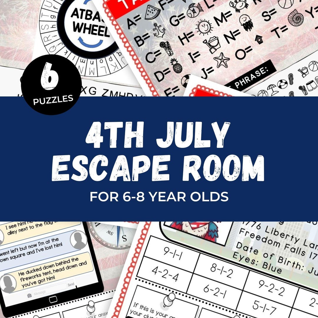 4th July Escape Room for Kids, Printable Party Game, Independence Day ...