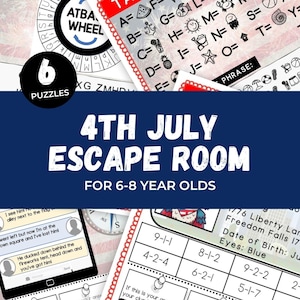 4th July Escape Room for Kids, Printable Party Game, Independence Day Activity, Escape Room at Home, Family Game Night, Kids Mystery Puzzle