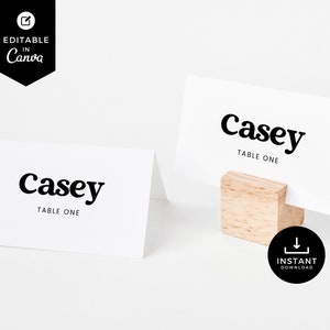 Tarjetas de lugar minimalistas, Decoraciones modernas de baby shower, Plantilla Canva, Decoración de fiesta, Género neutro, Simple, Descarga instantánea, BSMN01