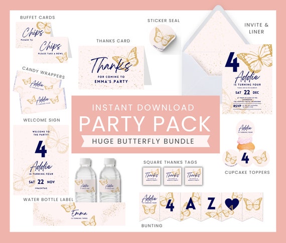 Butterfly Birthday Party Bundle Butterfly Party Printable - Etsy
