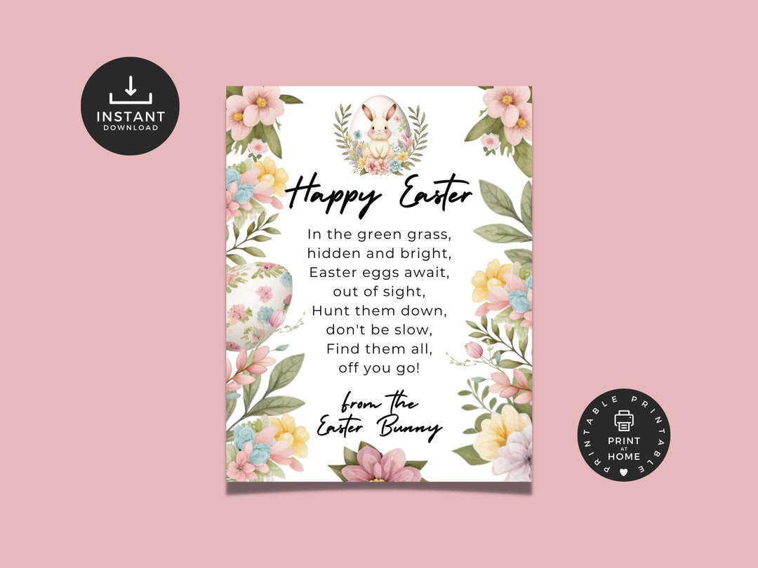 Easter Egg Hunt, Letter From the Easter Bunny, Easter Bunny Note ...