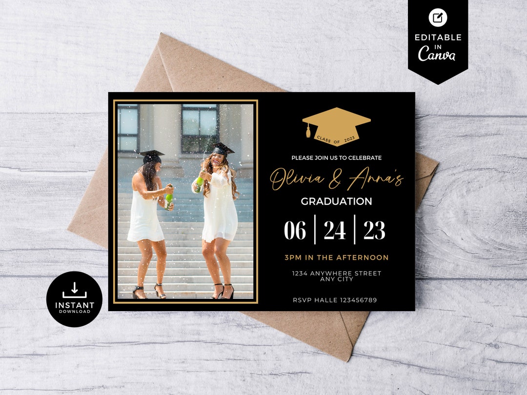 Joint Graduation Party Invitation, Photo Graduation Invite, Grad Party