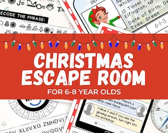 Christmas Escape Room for Kids, Printable Holiday Party Game, Xmas Activity, Escape Room at Home, Family Game Night, Kids Mystery Puzzle