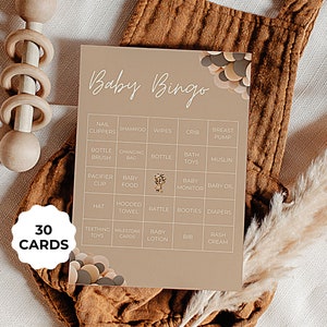 Baby Shower Bingo, Ballons ours en peluche, Cartes de bingo imprimables, Jeu de bingo pré-rempli, Sexe neutre, Activité, BSBR03