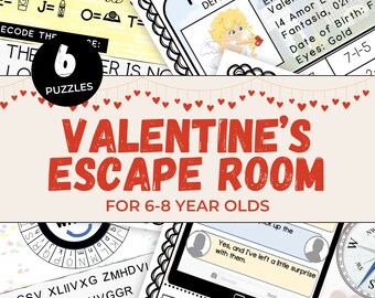 Valentine's Escape Room for Kids, Printable Party Game, Valentines Day Activity, Escape Room at Home, Family Game Night, Kids Mystery Puzzle