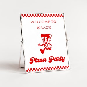 Pizza Party Welcome Sign, Kids Birthday Pizza Party, Pizzeria Bday Sign, Editable Template, INSTANT DOWNLOAD, PP01