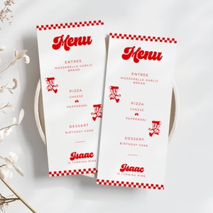 Pizza Party Menü Vorlage, Kinder Pizza Party, Bearbeitbare Vorlage, INSTANT DOWNLOAD, Pizzeria, PP01
