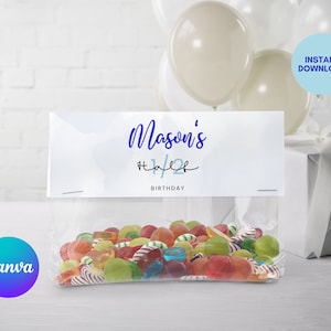 Halve verjaardag Candy Bag Topper, Treat Bag, 1/2 Bday Party, 6 Maand Verjaardag, Canva, Jongens, Half Way to One, Party Bag, Loot Bag, Label, HB02
