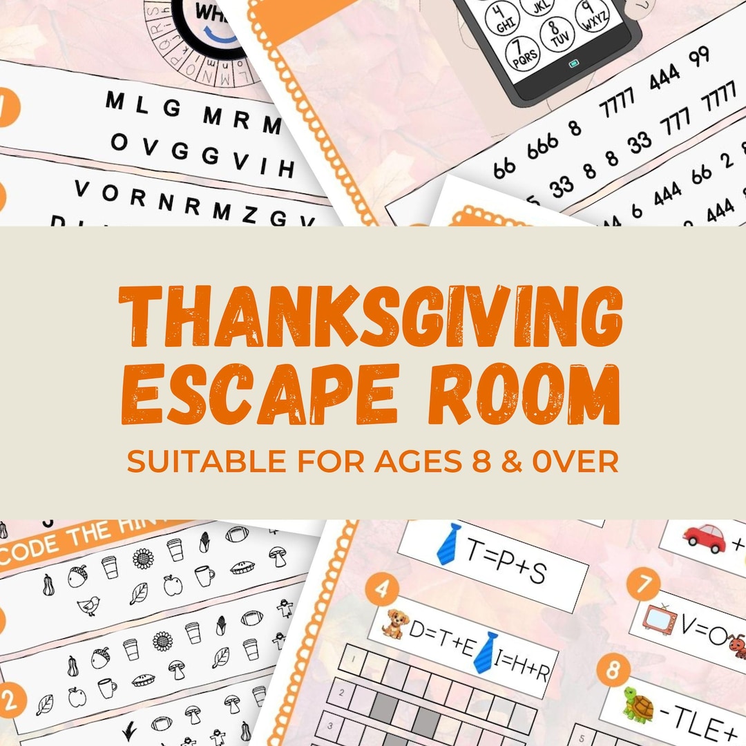 Thanksgiving Escape Room for Kids, Printable Party Game, Fall Activity ...