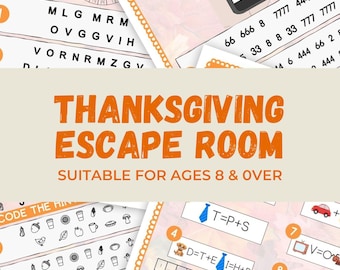 Thanksgiving Escape Room for Kids, Printable Party Game, Fall Activity, Escape Room at Home, Family Game Night, Mystery Puzzle