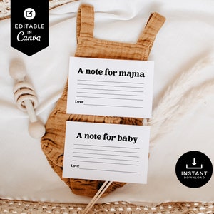 Une note pour maman, une note pour carte de bébé, douche de bébé minimaliste, canva, conseils, carte d'insertion, jeu, simple, moderne, future maman, BSMN01