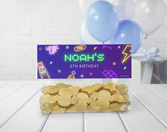 Arcade Candy Bag Topper, Treat Bag, Gaming Birthday Party, Canva Template, Gamer Bday Party, Loot Bag, Label, AR01