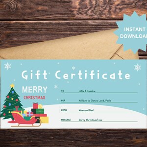 Cupón de regalo de Feliz Navidad / Cupón de experiencia personalizado / Sorpresa / Canva / Plantilla editable / Descarga instantánea