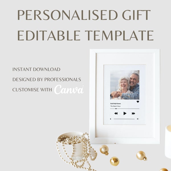 Personalised Photo Frame | Gift | Present | Christmas | Anniversary | Birthday | Canva Editable Template | Song | Music | Instant Download