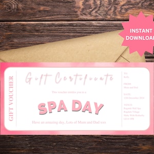 Bon cadeau journée au spa | Prenez soin de vous | Luxe | pour elle | Anniversaire | Anniversaire | Noël | Modèle modifiable Canvas | Numérique | Téléchargement instantané