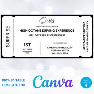Personalisierte Erfahrung Geschenkvorlage, Fahren, Golf, Angeln, jeden Anlass, Ticket, Gutschein, Geburtstag, Vatertag, Überraschung offenbaren, Geschenk