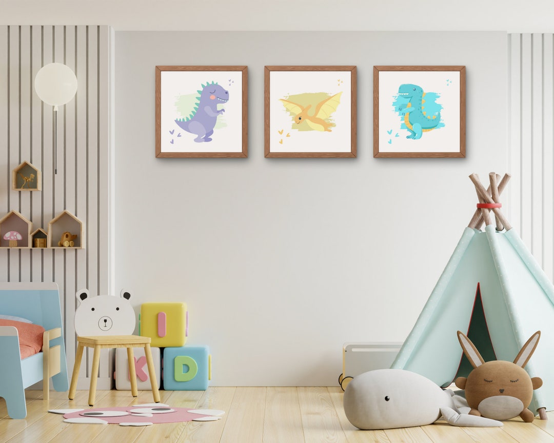 Printable Set of 3 Baby Nursery Dinosaur Canvas Wall Art Prints ...