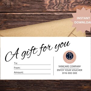 Editable Gift Certificate, Small Business, Modern, Salon, Beauty, Pamper, Canva Template, Digital, For her, Instant Download