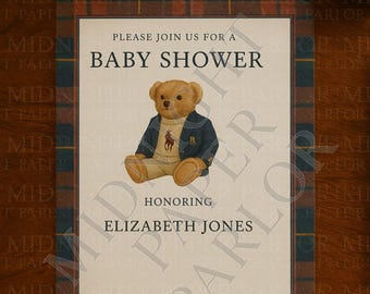 Polo Teddy Bear Baby Shower Bundle | Editable Templates (Digital Download)