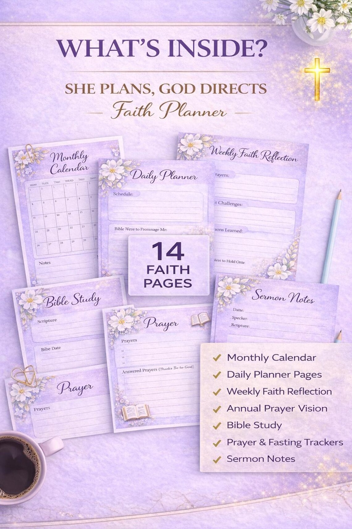 Christian Women Faith Planner | Bible Study, Prayer Journal (digital ...