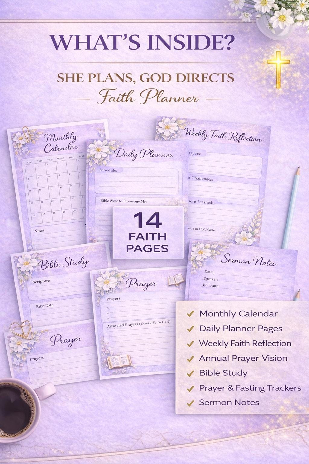 Christian Women Faith Planner | Bible Study, Prayer Journal (digital ...