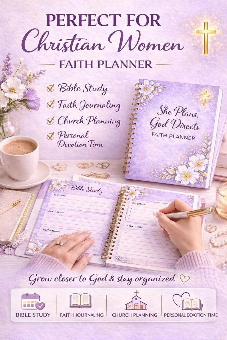Christian Women Faith Planner | Bible Study, Prayer Journal (digital ...