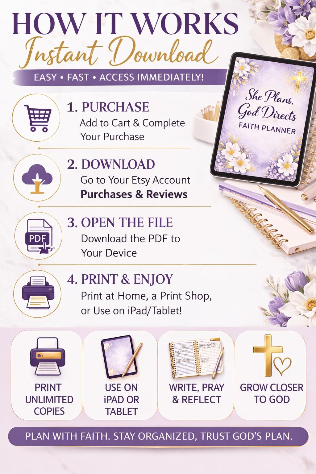 Christian Women Faith Planner | Bible Study, Prayer Journal (digital ...