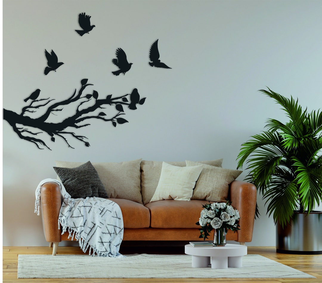 Birds Metal Wall Decor, Birds Metal Wall Art, Birds on Branch, Living