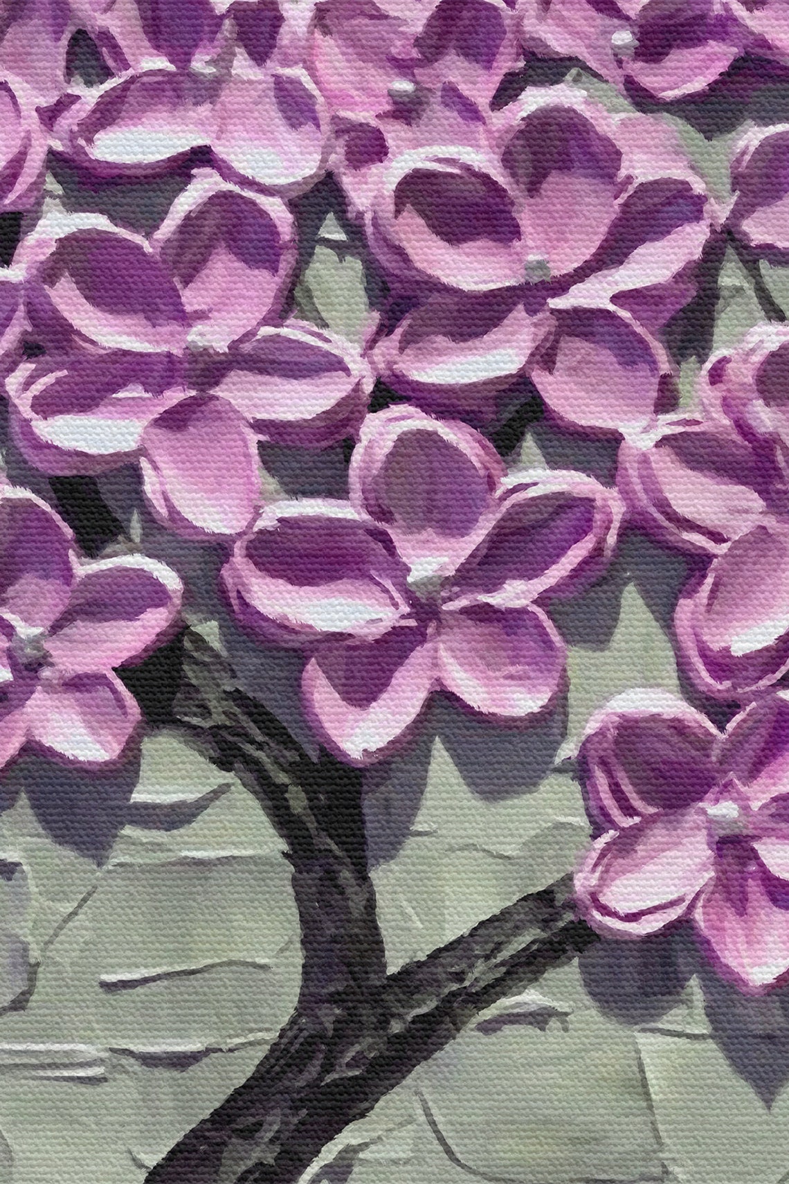 Purple Flower Tree Wall Painting Nature Tree Portrait Purple Etsy