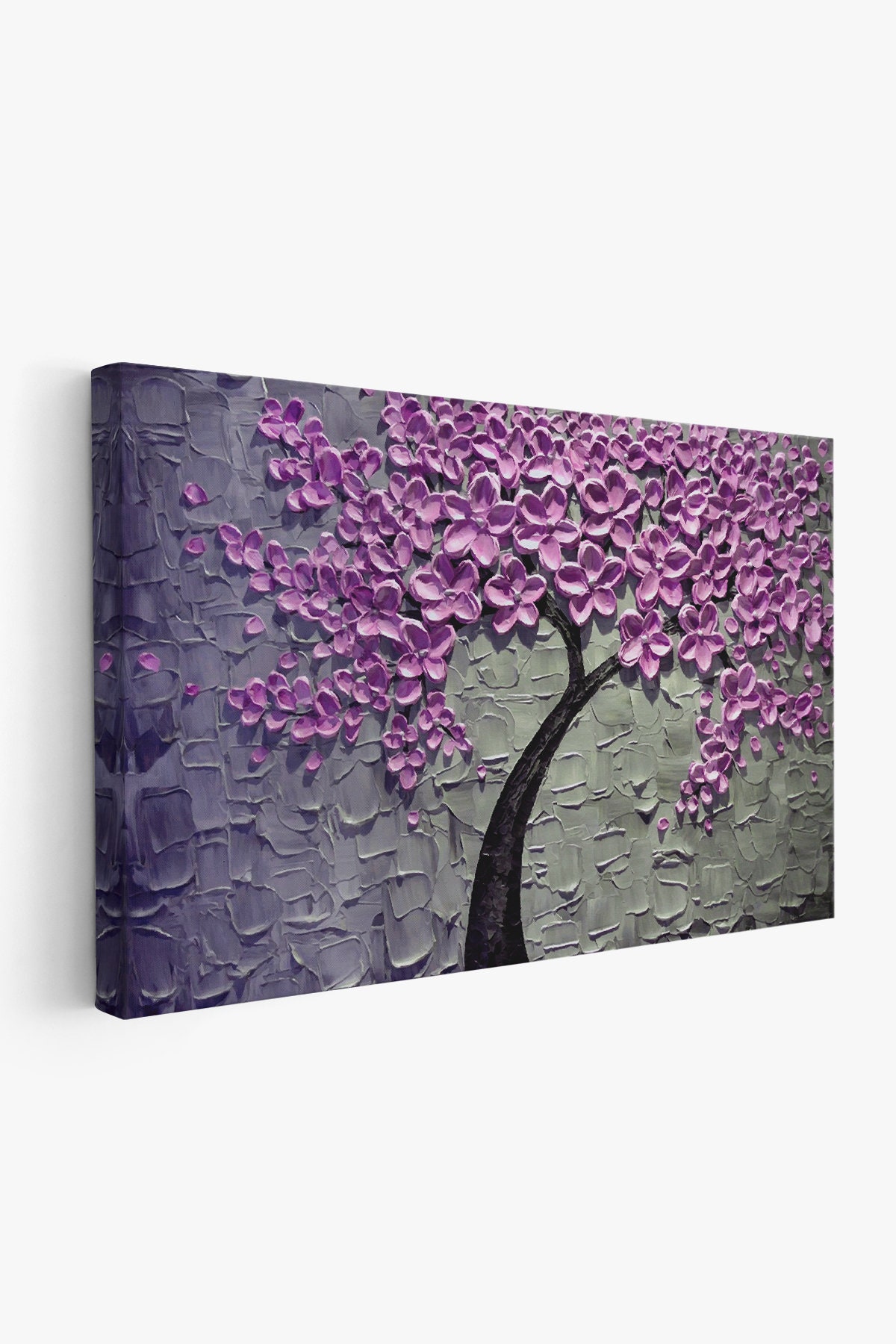 Purple Flower Tree Wall Painting Nature Tree Portrait Purple Etsy