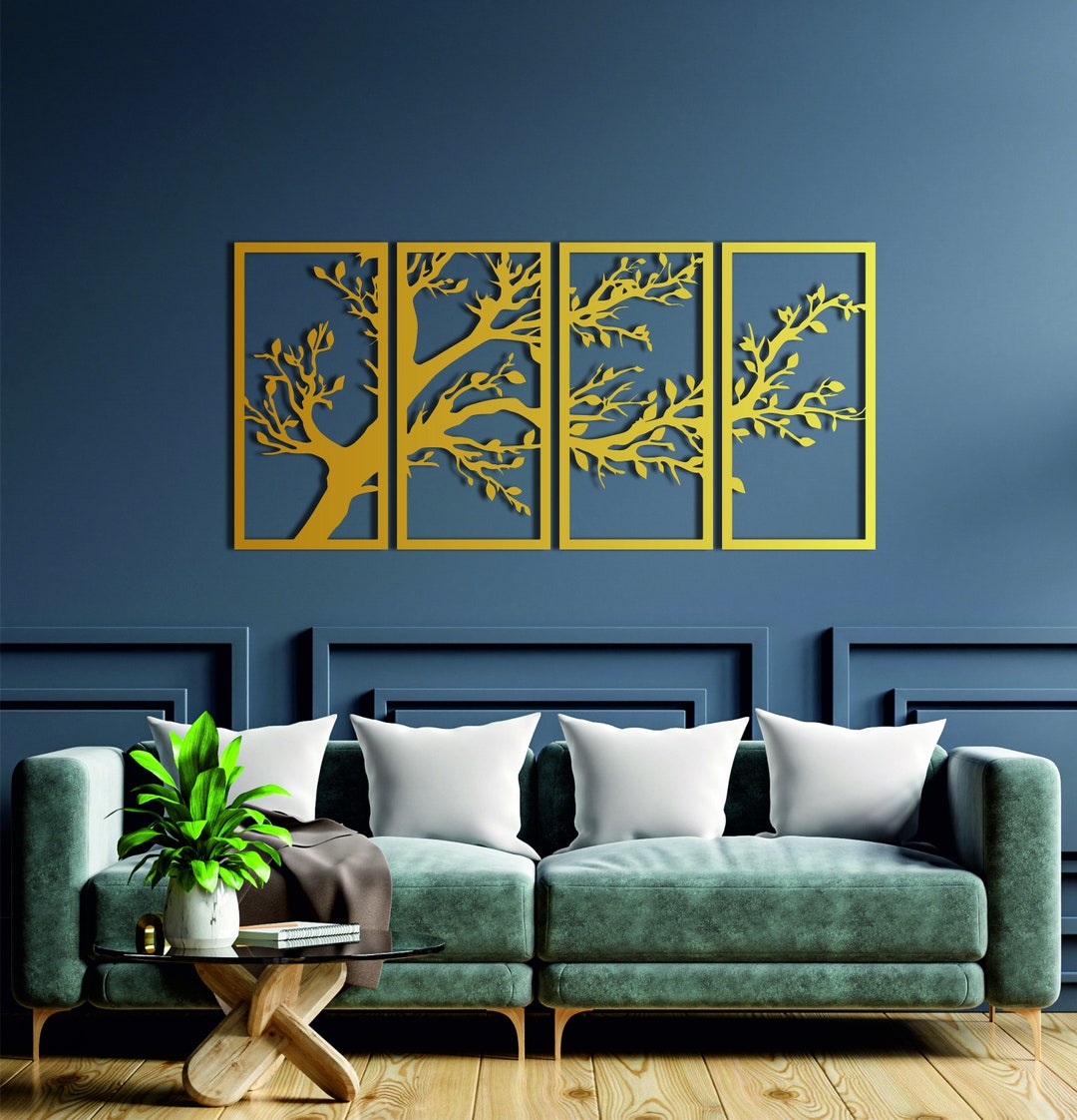 Tree of Life 4 Panels,tree of Life Metal Wall Art, Living Room Wall Art ...