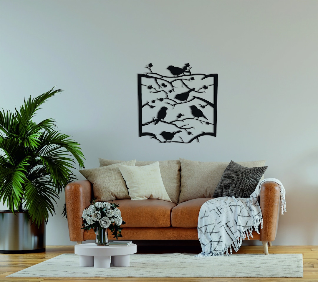 Birds Metal Wall Decor, Birds Metal Wall Art, Birds on Branch, Living