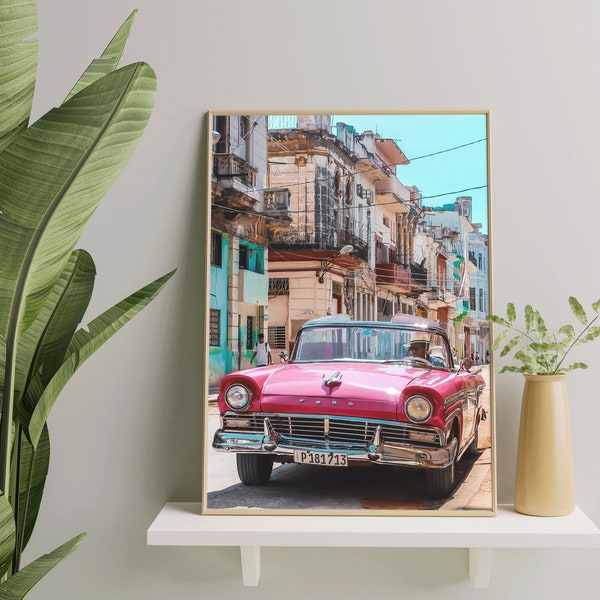 Havana Pink Cadillac Portrait, Cuba Prints, Street Photography, Fine Art Photography Prints, EyeCandy Foto