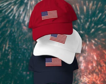 USA Flag Dad Hat | America Hat, USA Hat, Embroidered Hat, Dad Cap, American, USA Apparel