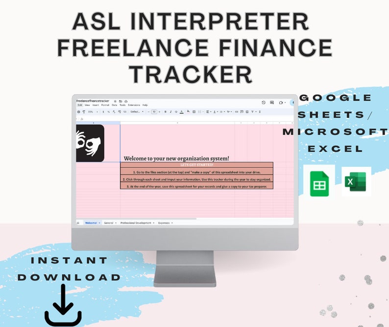 ASL Interpreter Finance Tracker: Budget Spreadsheet (digital Download ...