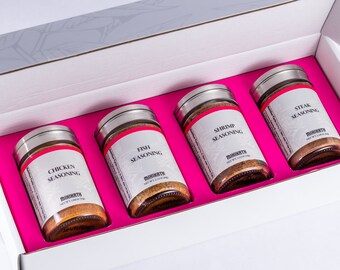 Organic Seasoning Blends Gift Set: Fish, Shrimp, Steak & Chicken