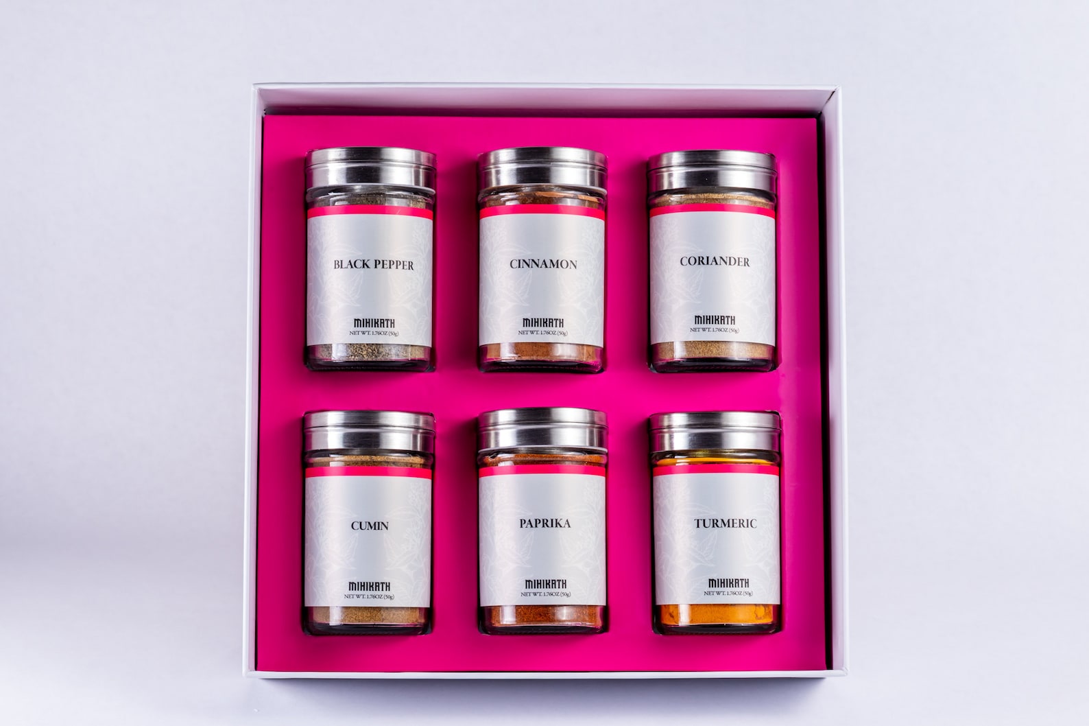 Organic Spice Gift Set: Black Pepper, Cinnamon, Coriander, Cumin, Paprika, Turmeric