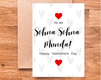 Desi Valentine's Day Card - Sohna Sohna Munda - Funny - Indian - Sikh - Punjabi - South Asian - Cute - Greeting Cards