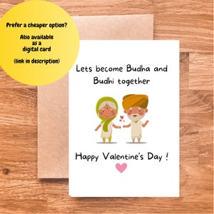 Feliz tarjeta del día de San Valentín - budha y budhi - envejezcamos juntos - Sudasiático, Desi Cards, Punjabi - divertido