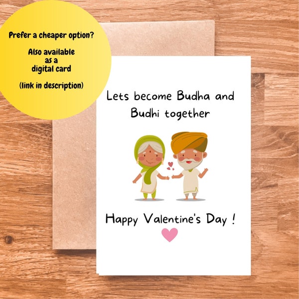 Happy Valentine's day card - budha and budhi - lets grow old together - South-Asian, Desi Cards, Punjabi - funny