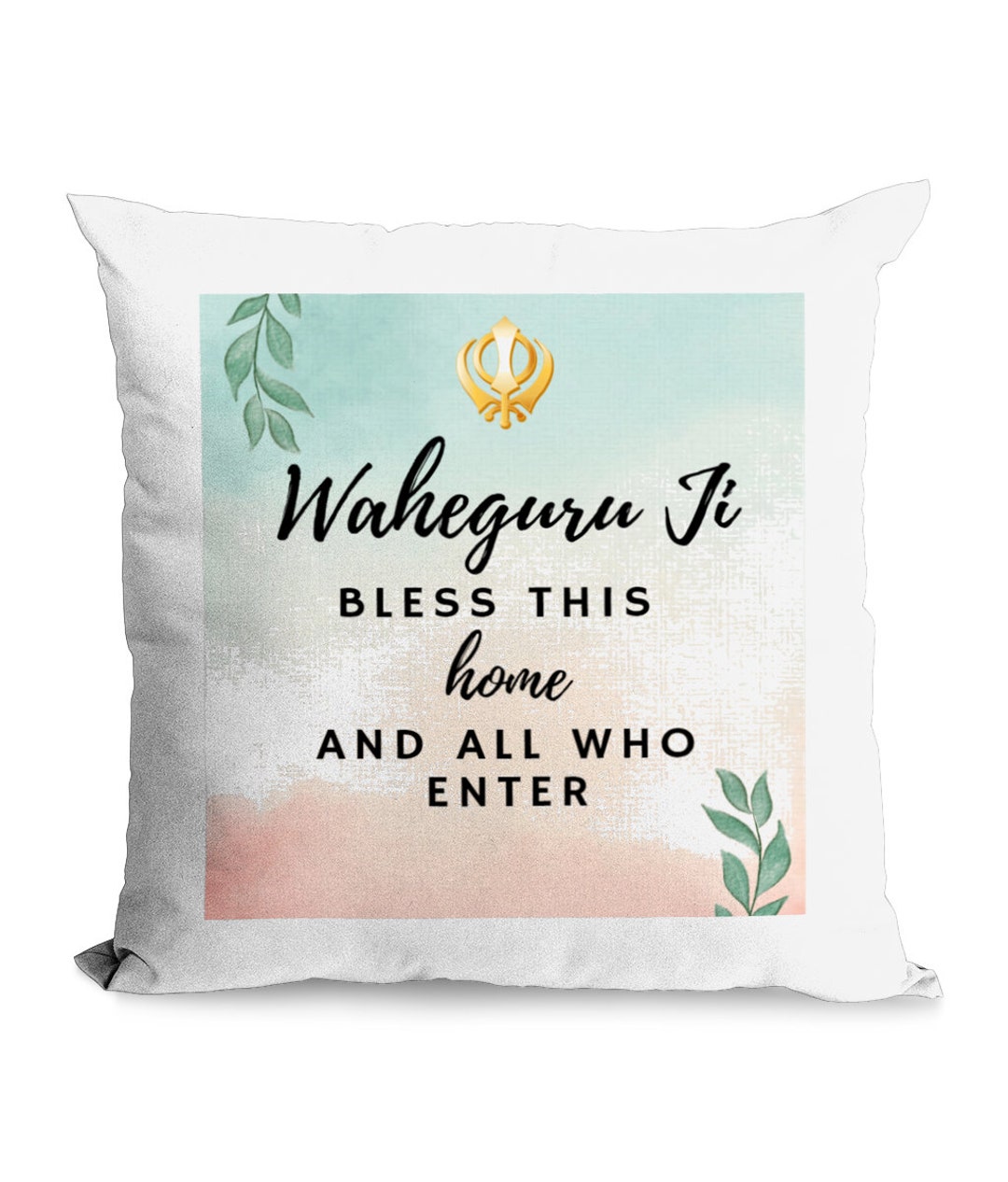 Waheguru Ji Bless This Home Cushion Cover Pillow Cover Sikhi Sikh