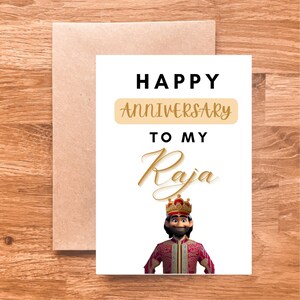 Tarjeta de feliz aniversario - para Raja o Rani - Desi - Punjabi - Sur de Asia - Tarjeta divertida