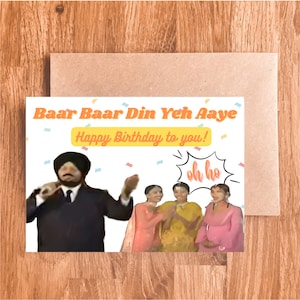 Happy Birthday Card - Baar Baar Din Yeh Aaye, Cute Cards - Punjabi - Desi - Zuid-Aziatische Indiase kaart