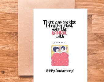 Happy Anniversary card - There's no one else I'd rather fight over the kambal with - South-Asian, Desi Cards, Punjabi - funny