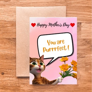 ¡Feliz día de la madre - Eres Purrfect! - Tarjeta del Día de la Madre del Gato - Tarjeta de gato - Tarjetas divertidas