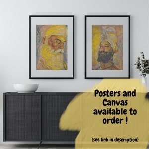 Digital Guru Nanak Dev Ji, Guru Gobind Singh Ji, Sikh Gift, Ik Onkar Art, Sikh Wall Art, Guru Nanak Painting, Guru Gobind Print, Punjabi Art