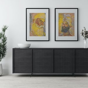 Guru Nanak Dev Ji, Guru Gobind Singh Ji, Sikh Geschenk, Sikh Wandkunst Poster oder Leinwand, Guru Nanak Malerei, Punjabi Art