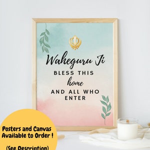Printable Sikh Wall Art - Waheguru Bless This Home and All Who Enter, Downloadable Digital Print, Sikhism