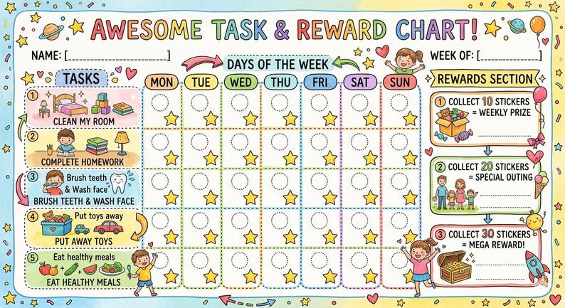 Complete Task Reward Task Task and Reward Chart 2.0 - Etsy