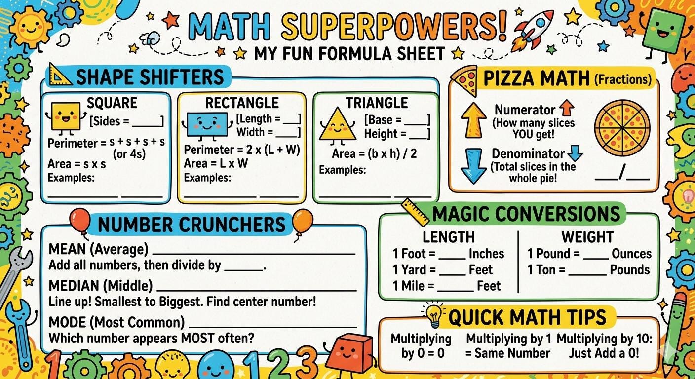 Simple Formulas Image Simple Math Formulas Template - Etsy